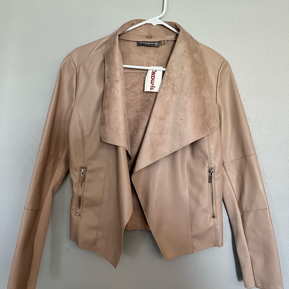 Lightweight, faux leather/suede jacket